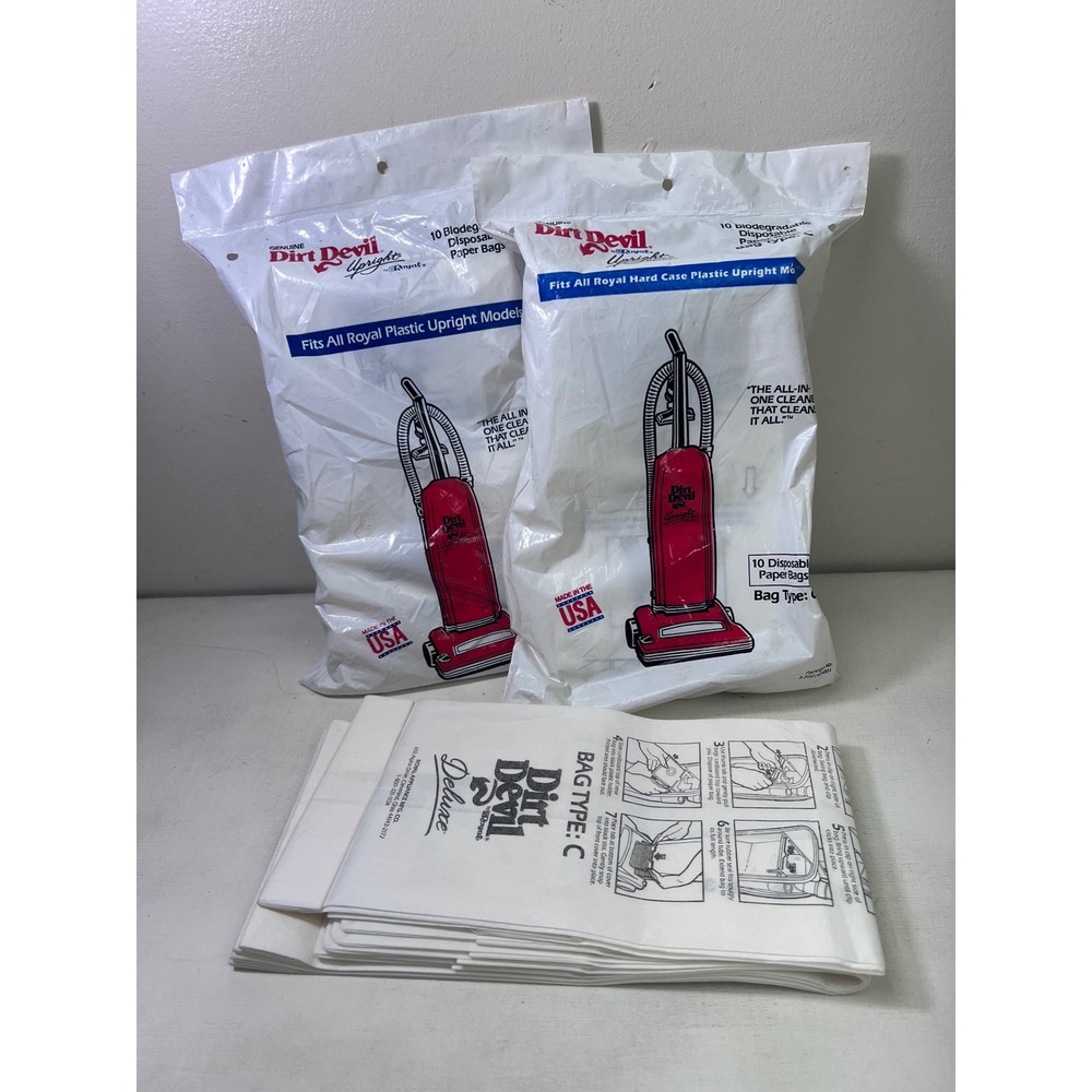 Dirt Devil Royal Type C Vacuum Bags 25 Upright Deluxe 3-700148-001 NEW USA